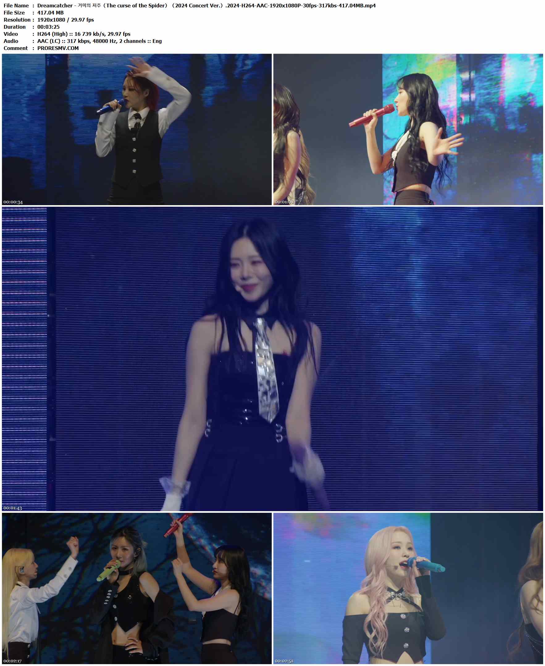 Dreamcatcher - 거미의 저주（The curse of the Spider）（2024 Concert Ver.）.2024-H264-AAC-1920x1080P-30fps-317kbs-417.04MB官方MV_高清MV